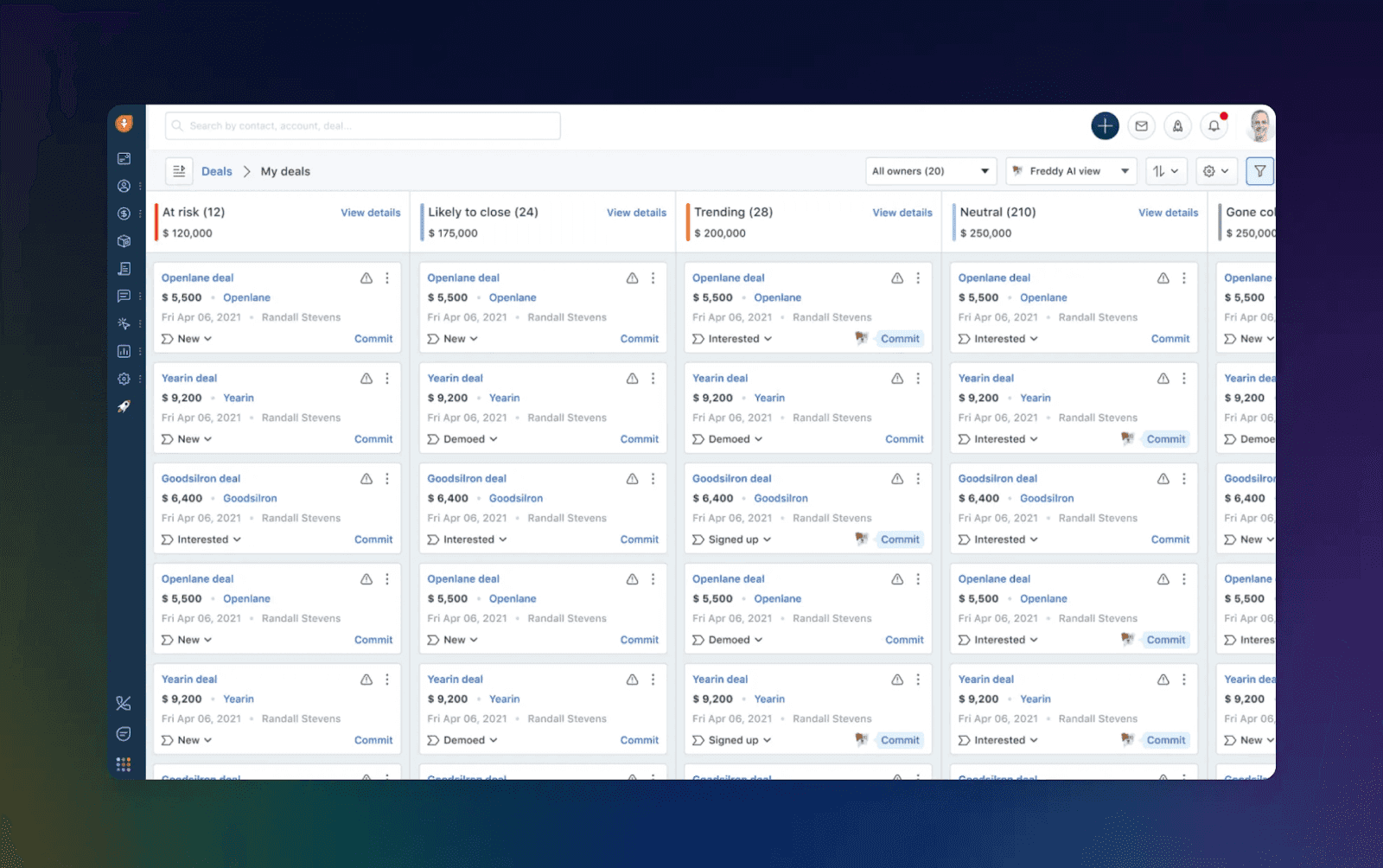 freshsales project management kanban for your sales team