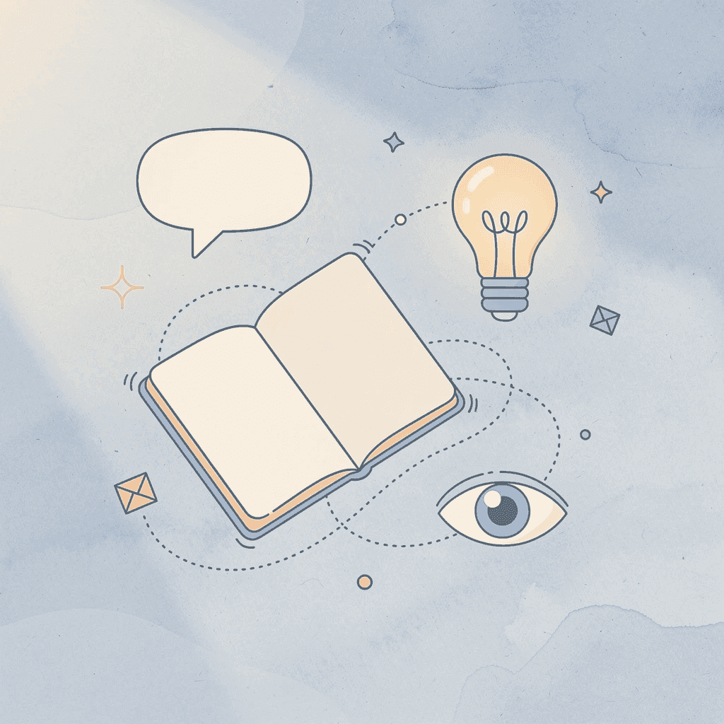  Scattered documents and notes floating chaotically, representing disorganized research