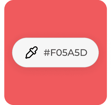 "Color picker icon displaying the hex code #F05A5D on a bold red background, representing a vibrant and eye-catching color choice for design and branding."