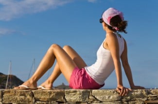 woman relaxing under the sun