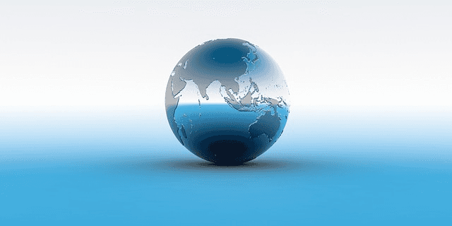 a globe with blue and white colors