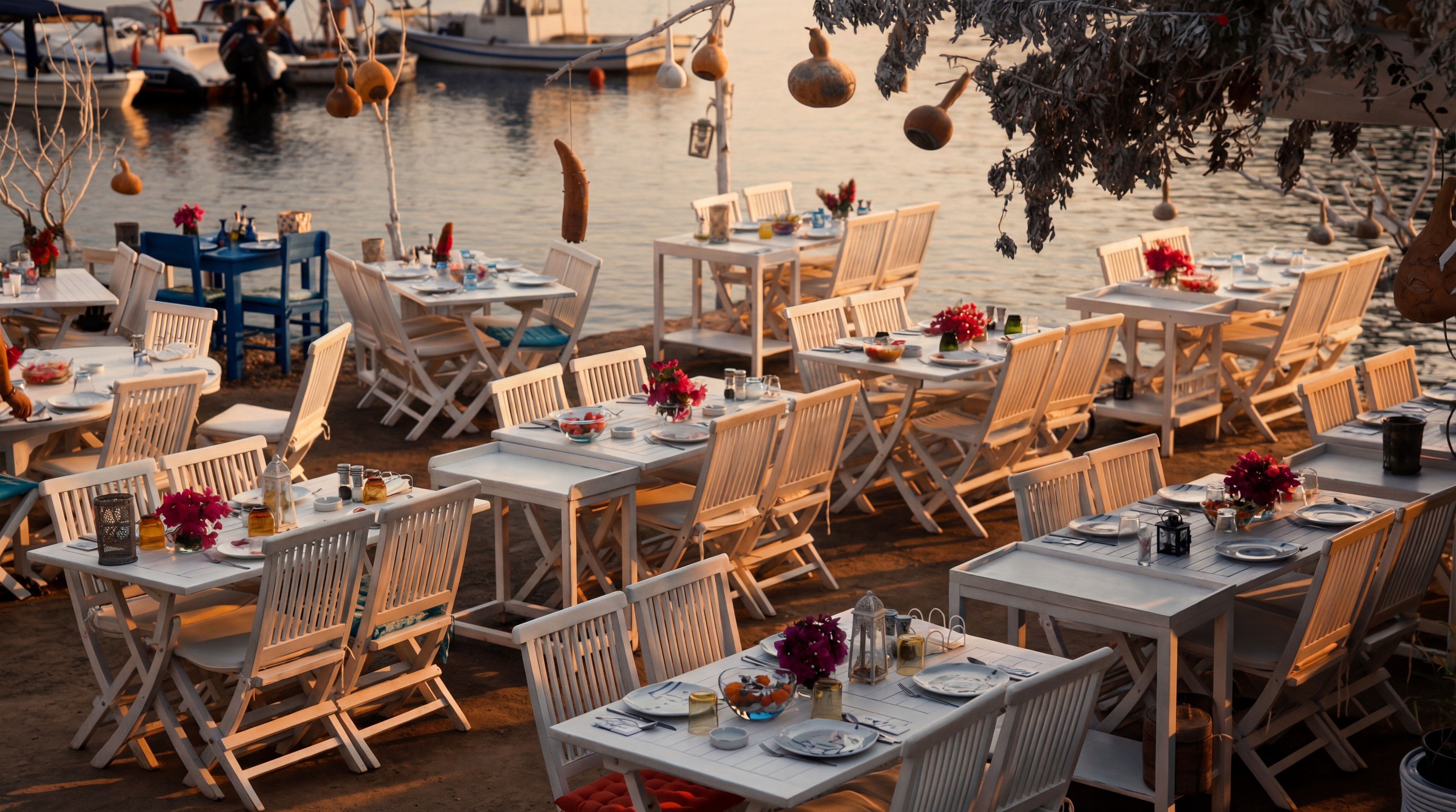 Mimoza restaurant in Gümüşlük Bodrum with waterfront seafood dining and sunset views