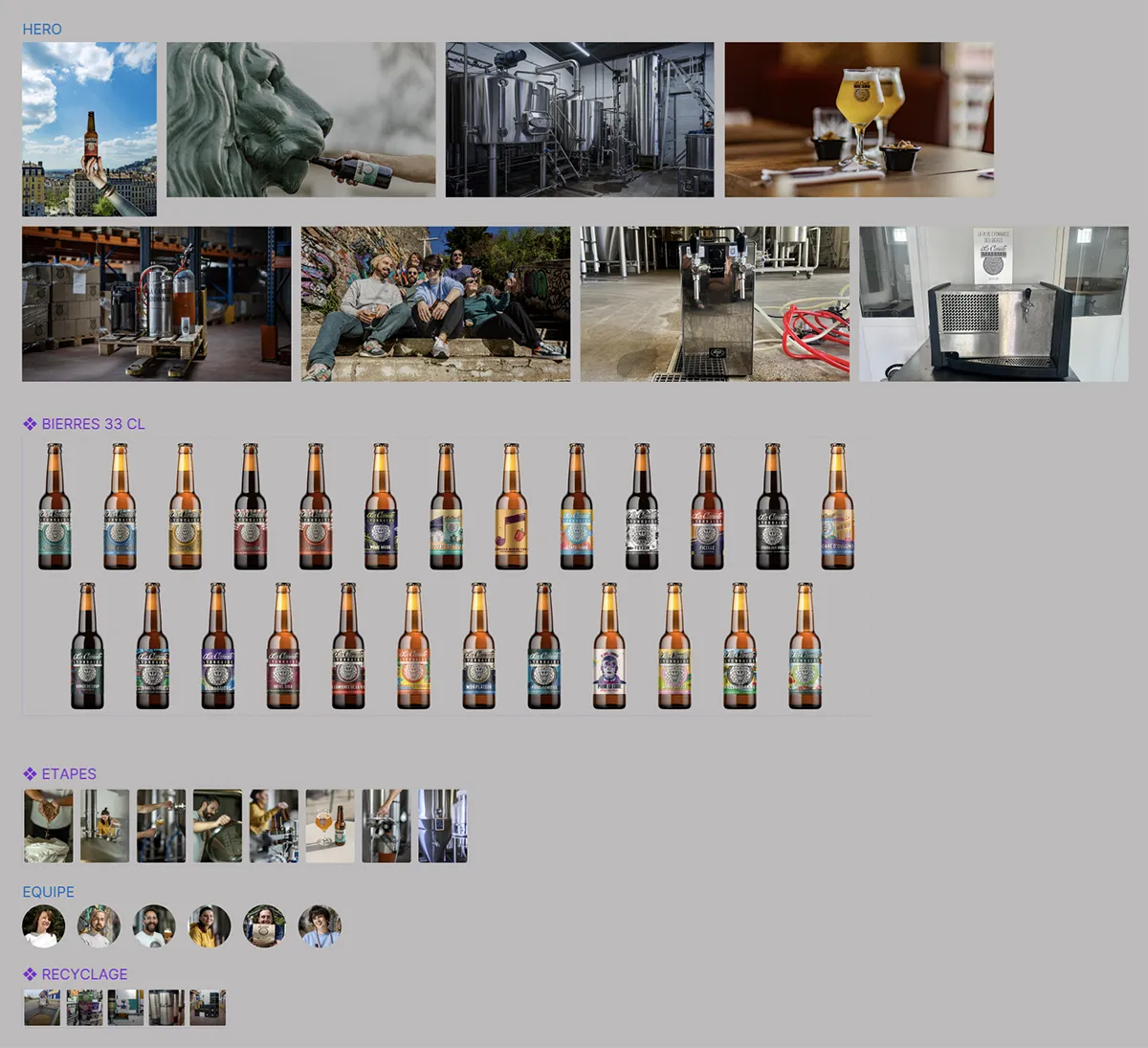 design system des images du site web de la canute lyonnaise