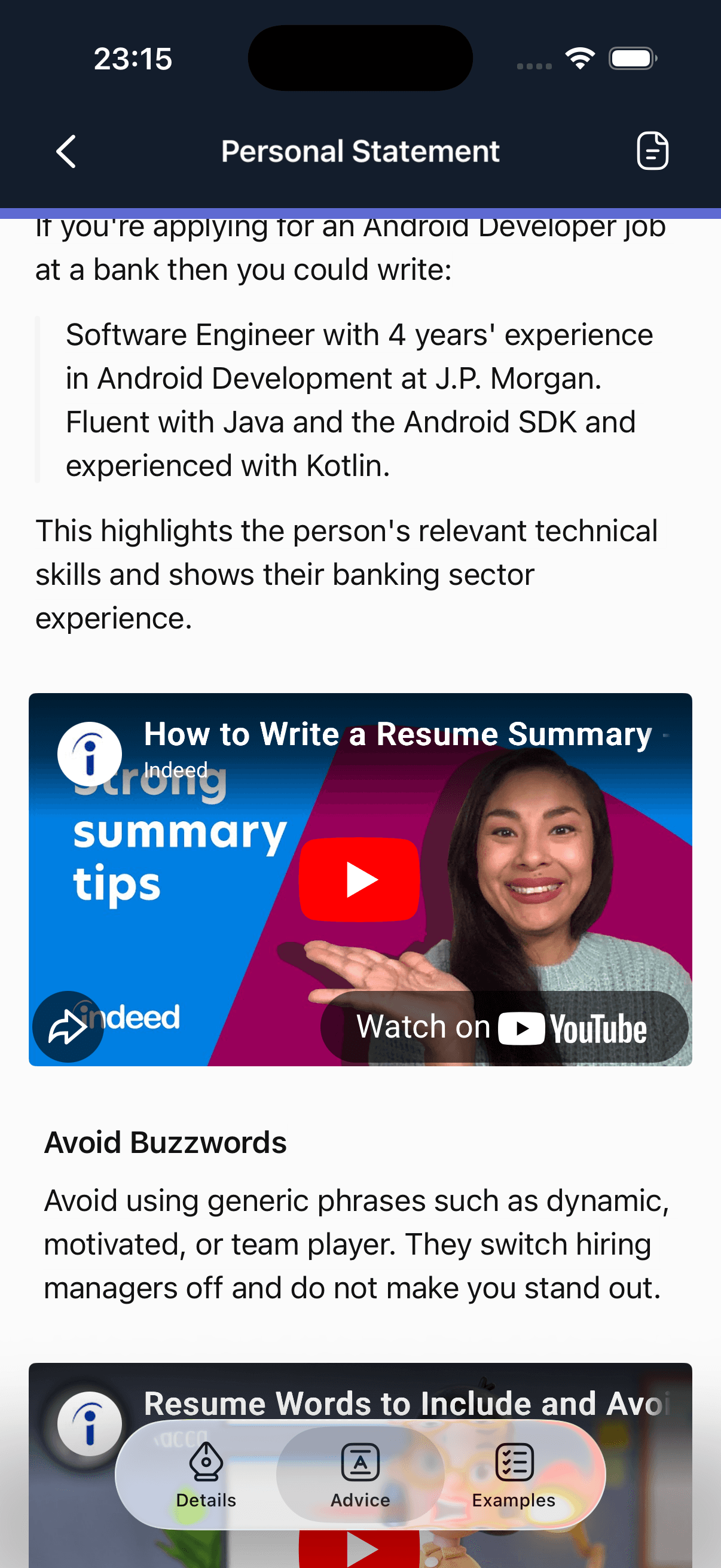 Screenshot from CV Engineer's iOS 26 update showing the liquid glass tab bar