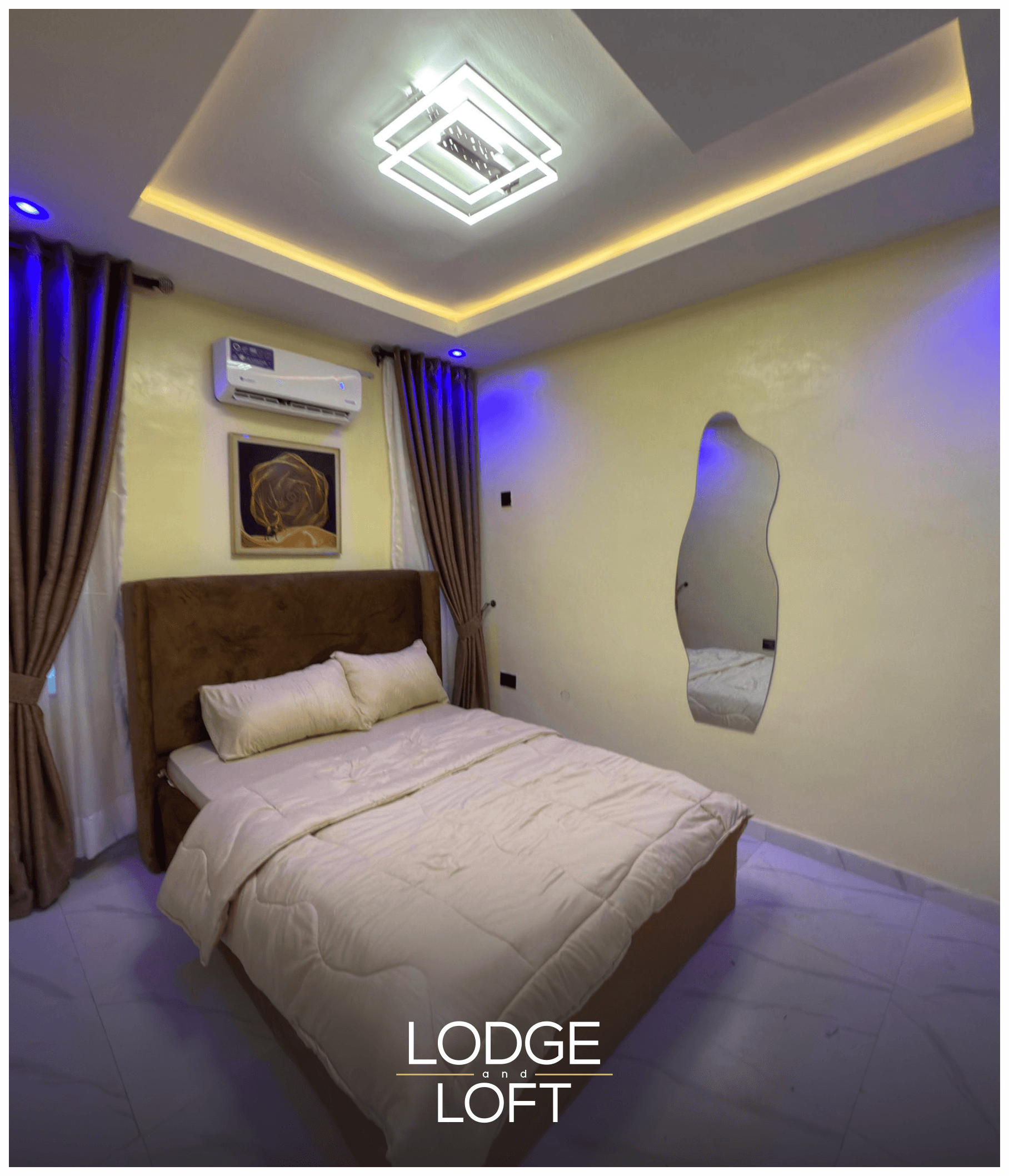 Comfortable bedroom at Havana Isimi Apartment, one-bedroom serviced shortlet in Gbagada, Lagos