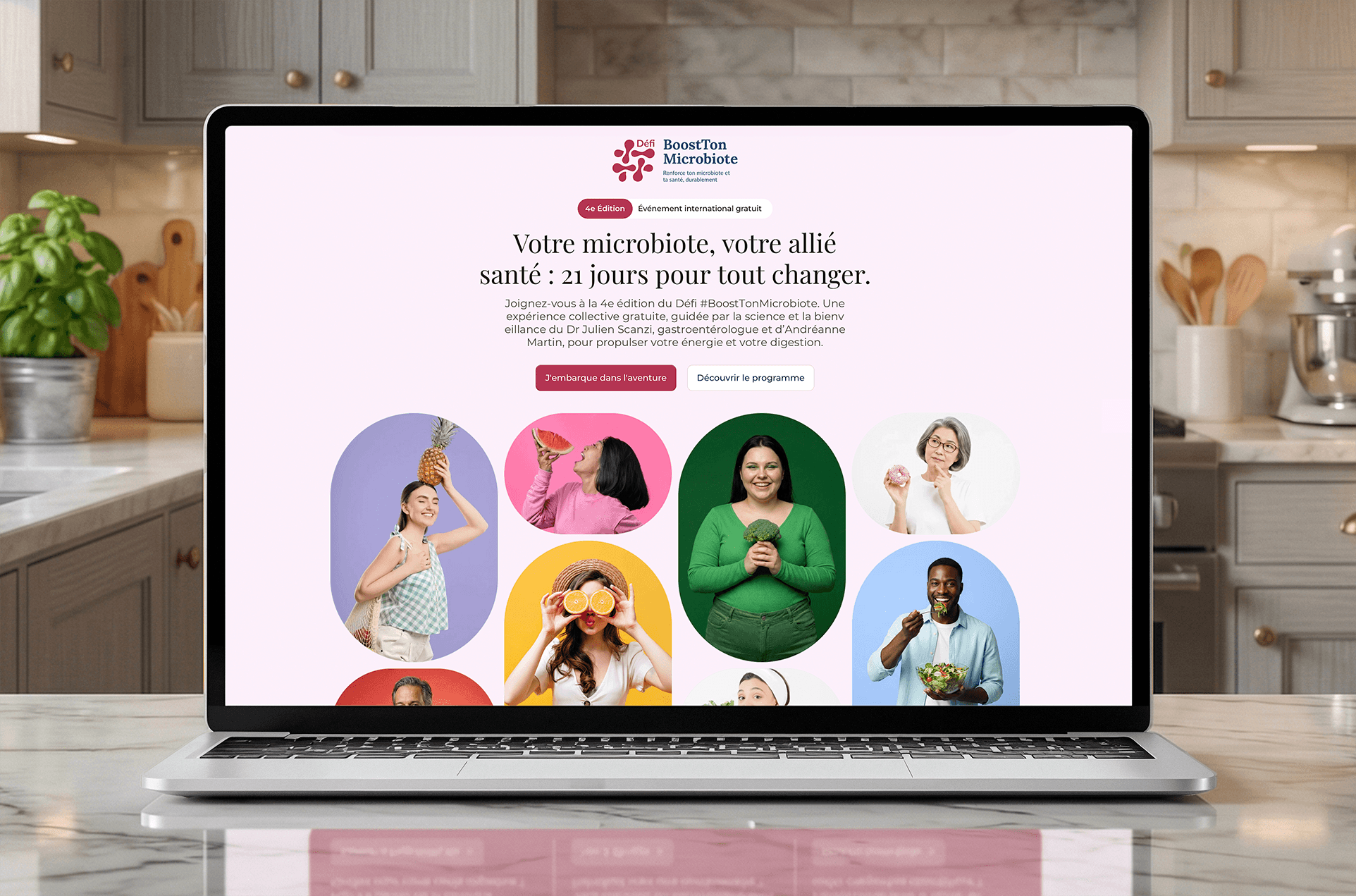 La page du défi #BoostTonMicrobiote sur le site d'Andréanne Martin faite par Novaa.studio.