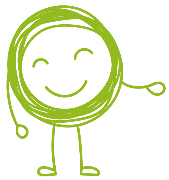 Green welcoming character