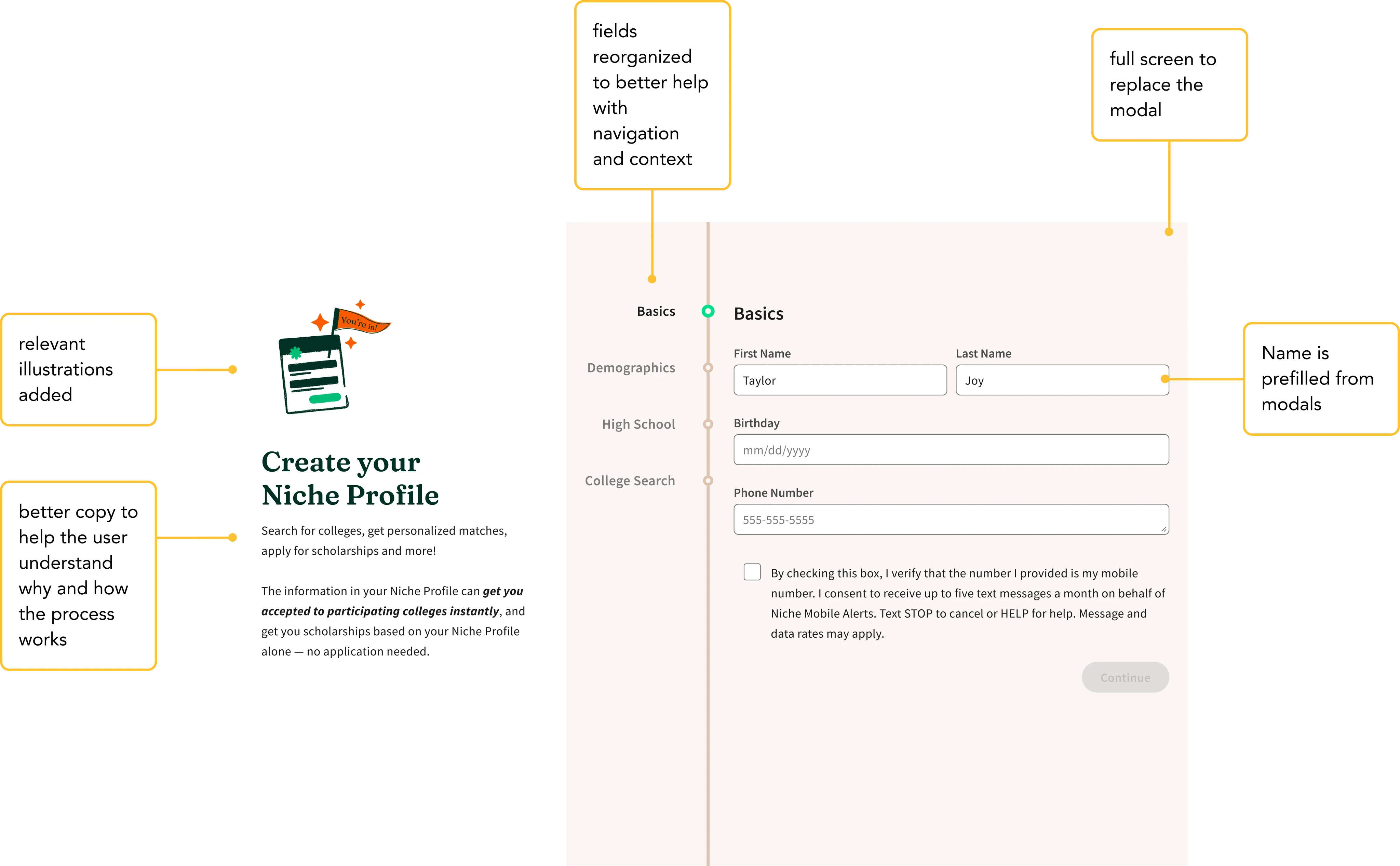 Final design screens