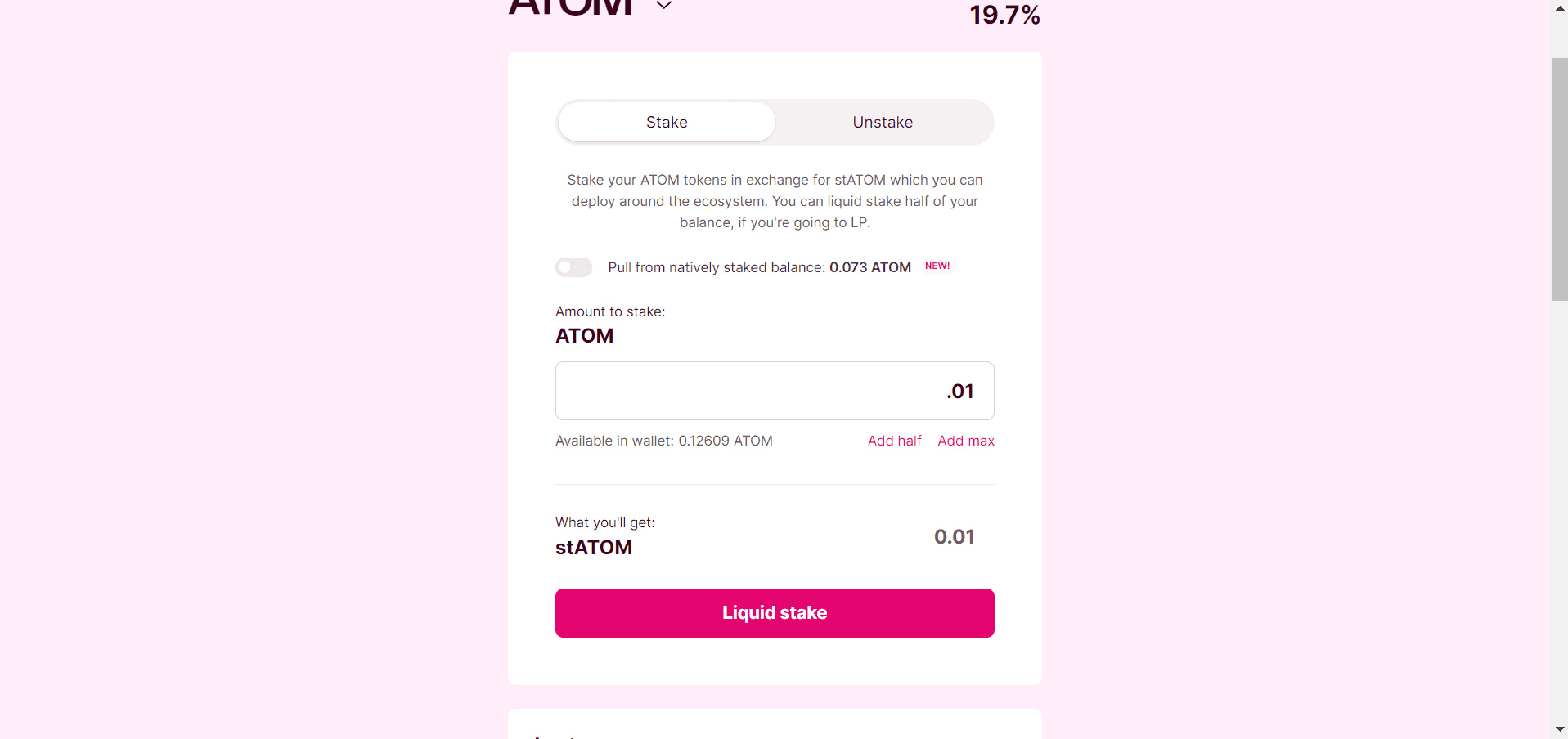 Liquid Stake ATOM on Stride