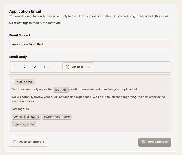 Automated communication Happlicant