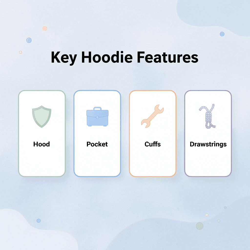 Infographic showing key hoodie design features - How to Design a Hoodie