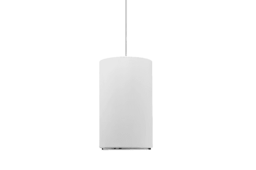Black smart home device with screen showing time and temp