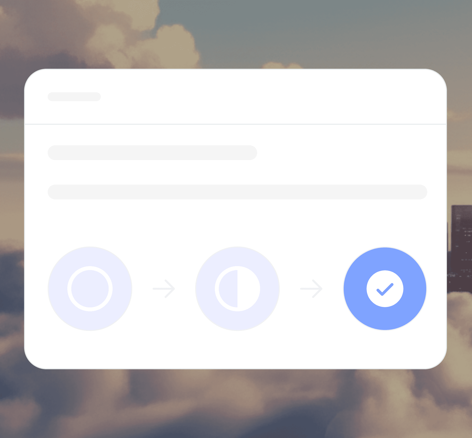 A digital screen featuring a button, set against a backdrop of a cloud, indicating a cloud-based application.