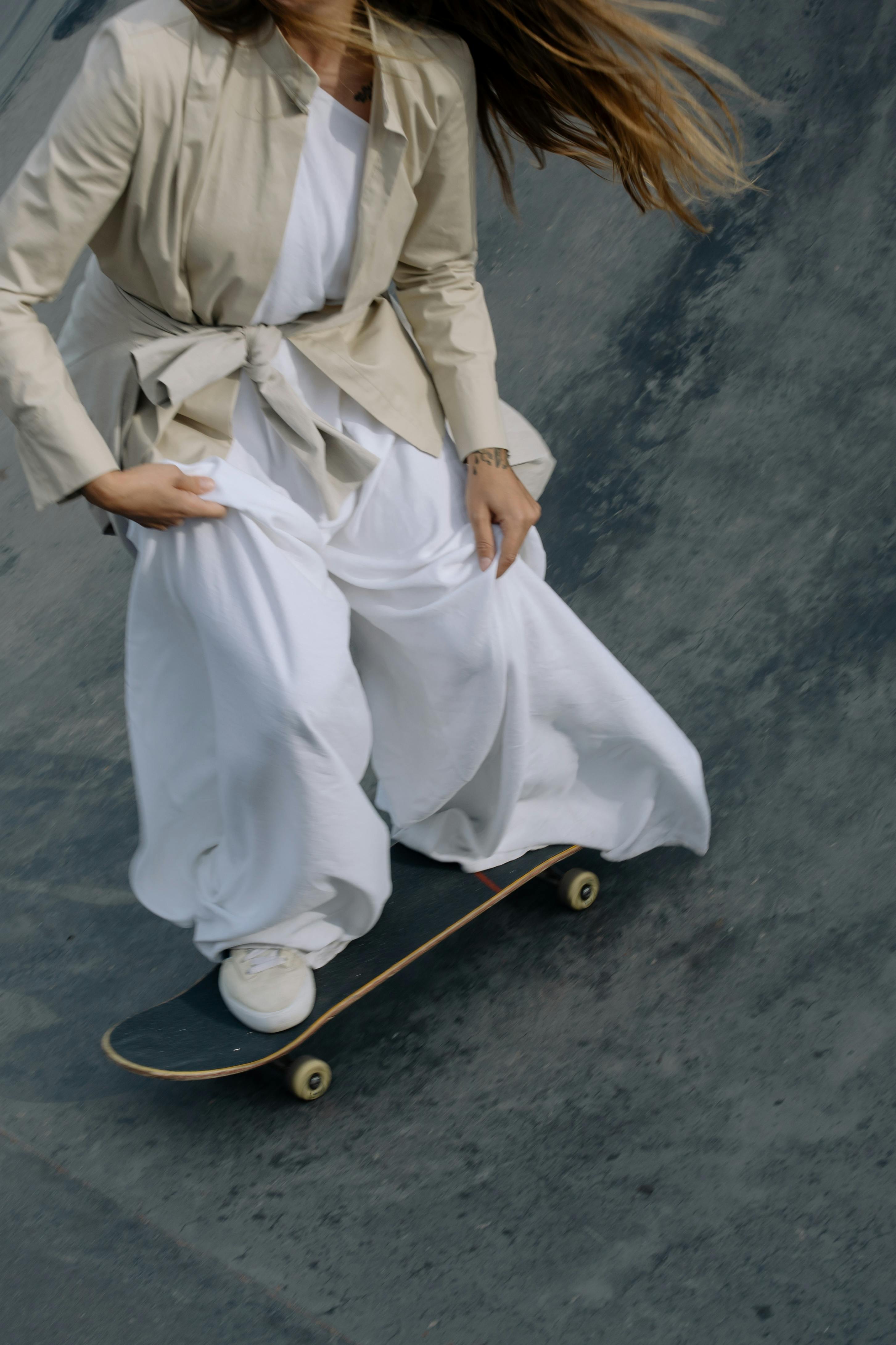 Girl riding a skateboard