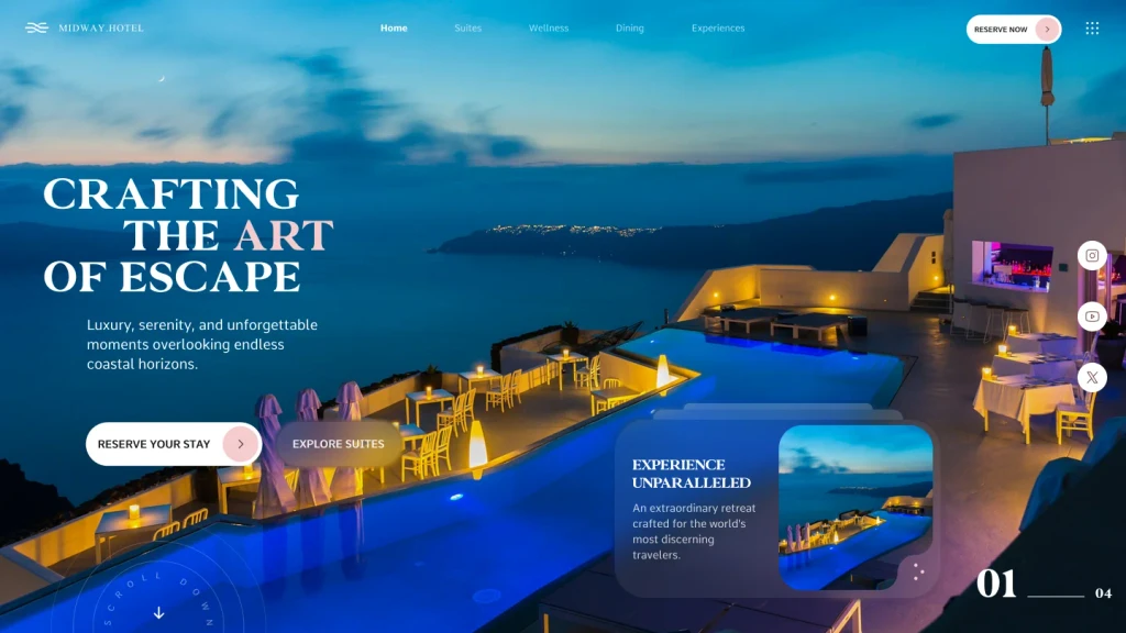 Marea, Coastal hotel (website design)