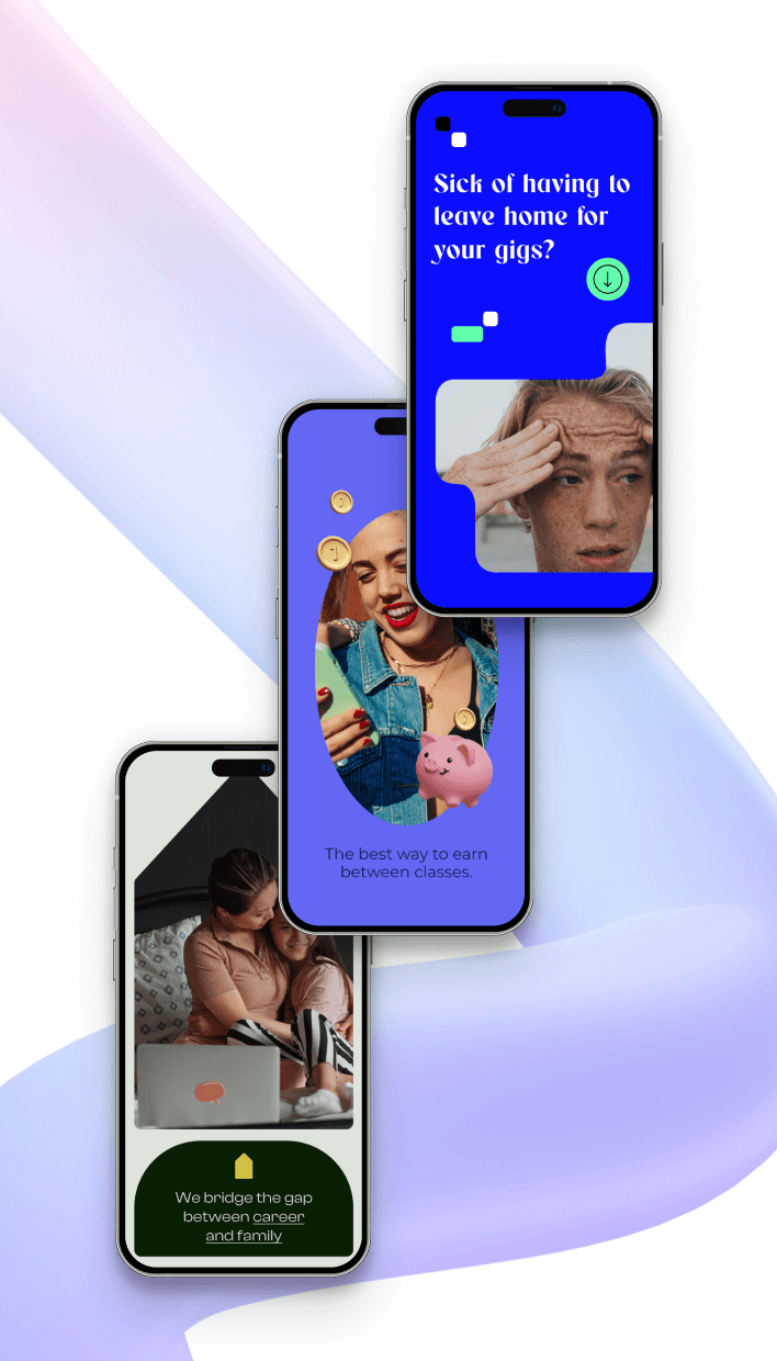 3 flat phone mockups