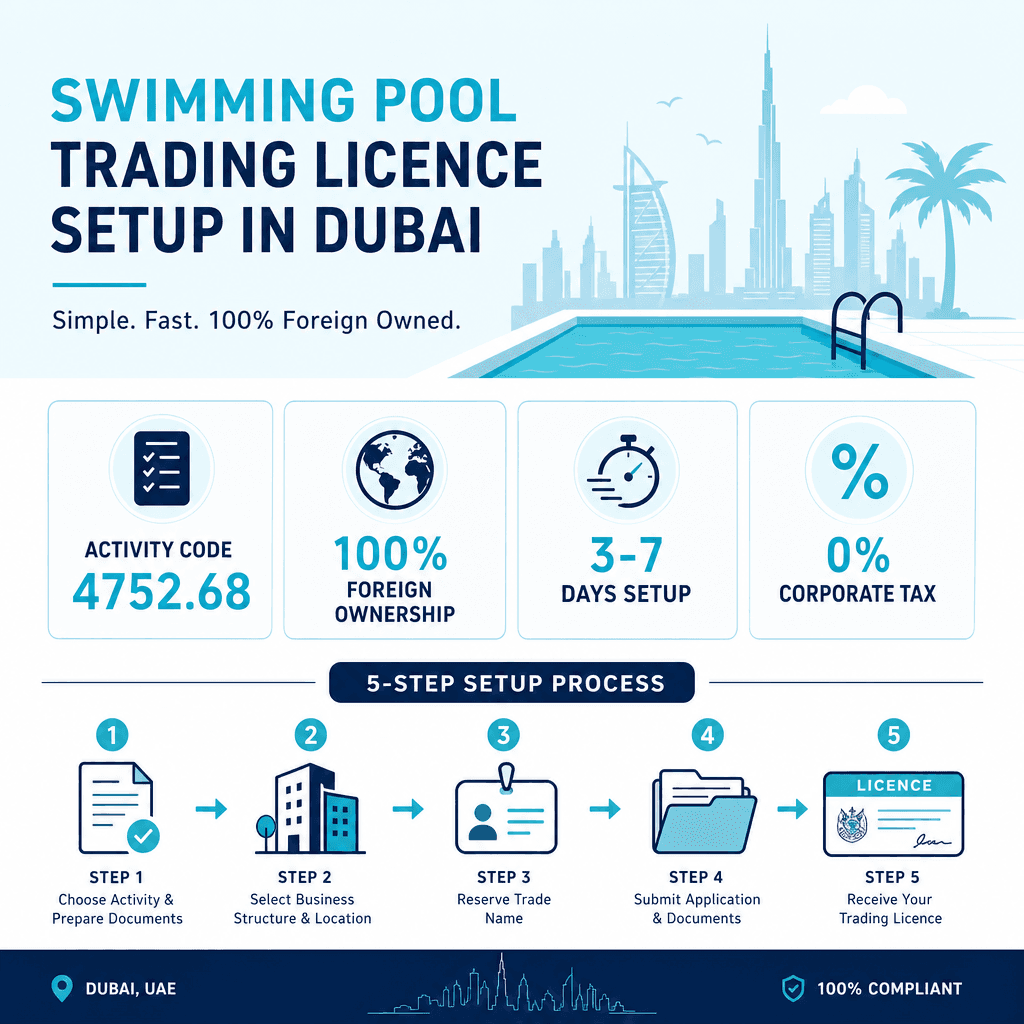 Infographic: Swimming Pools Trading License in Dubai: Cost and Requirements