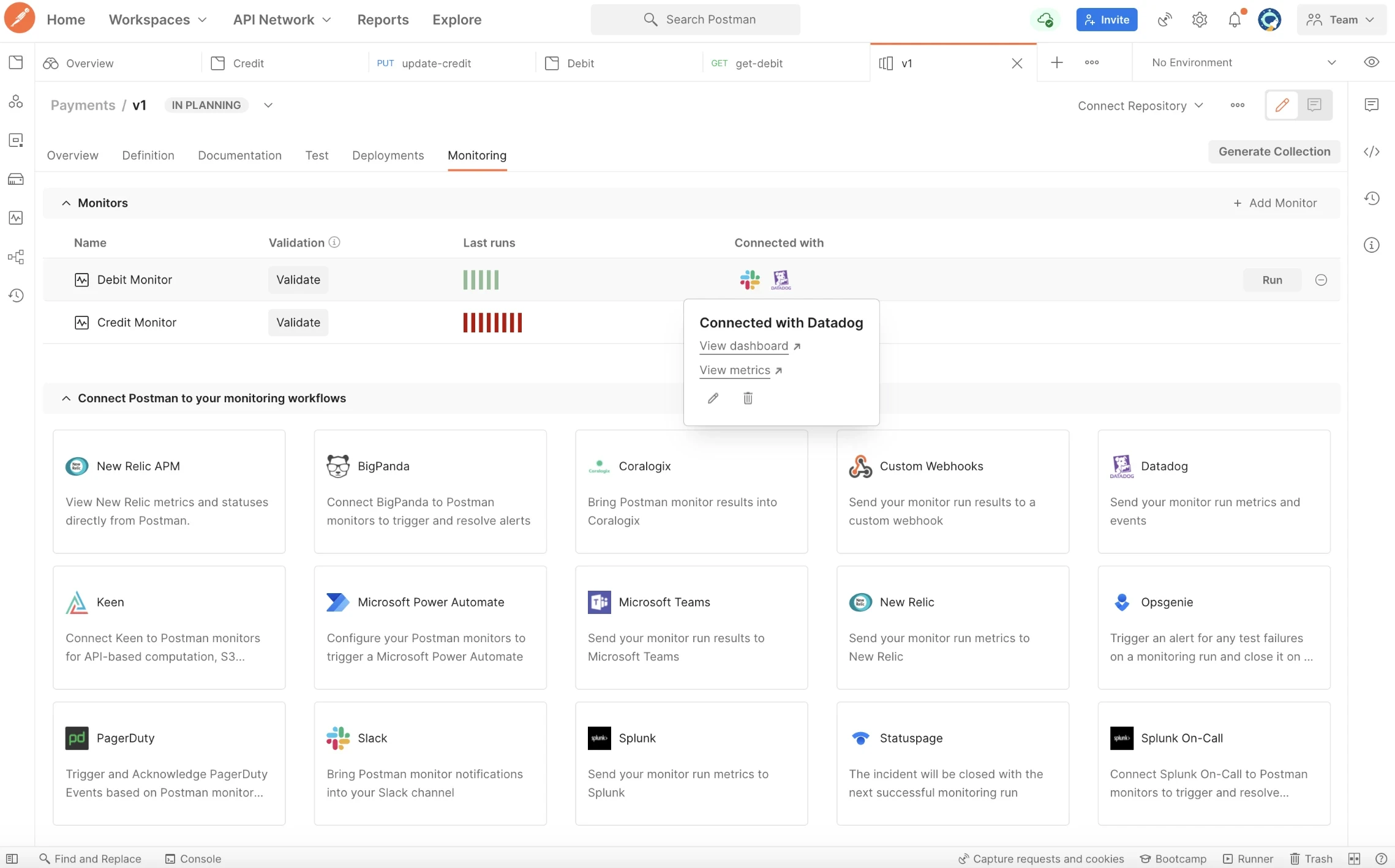 Postman Dashboard