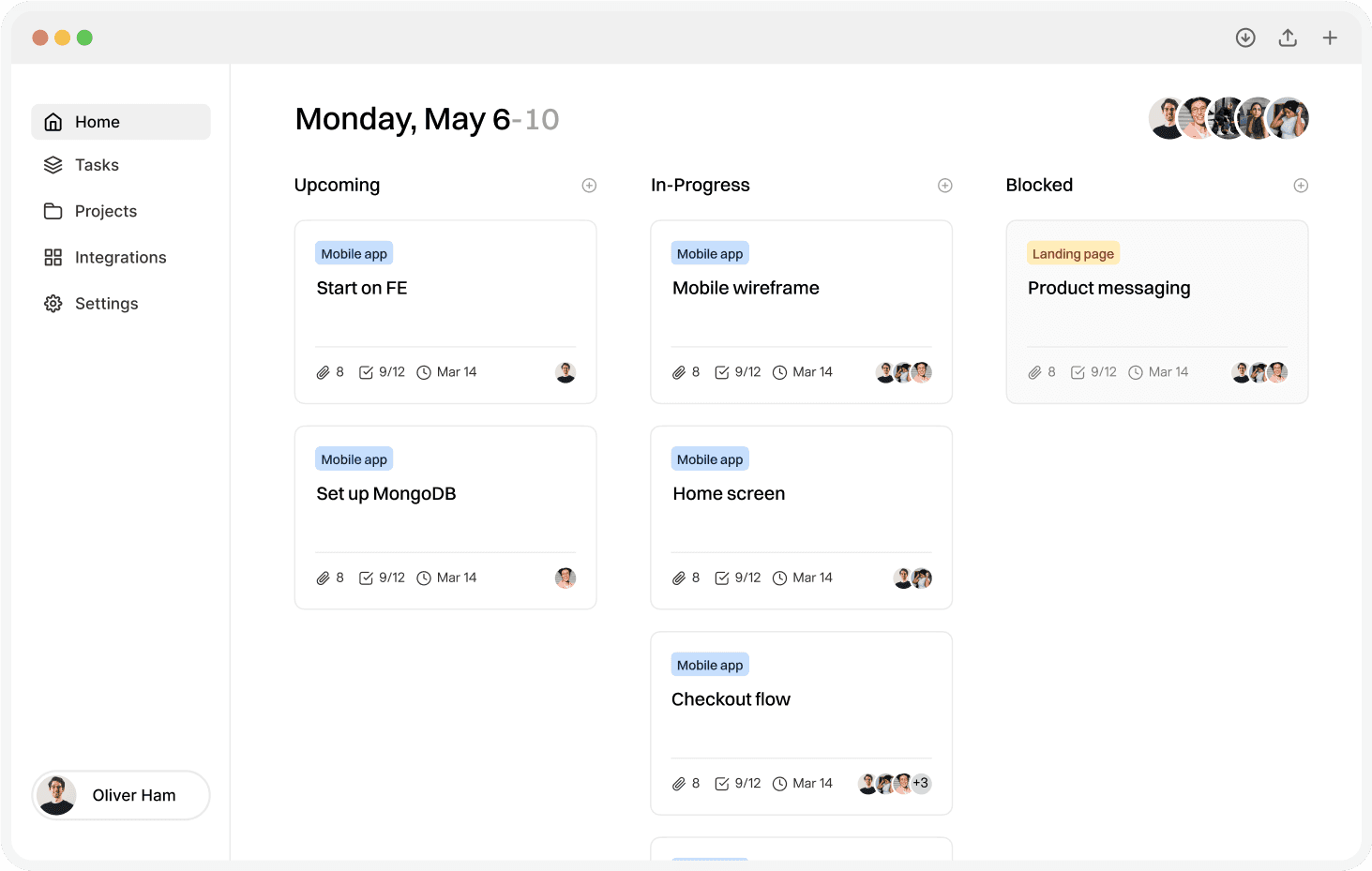 Tasks management dashboard