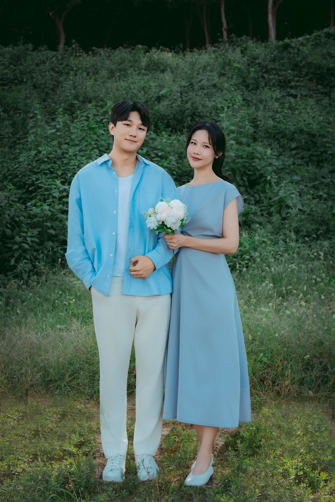 안산 대부도 구봉도 바다웨딩스냅 촬영 후기 | 낭만별비스튜디오가 담아낸 숲과 서해의 블루톤 야외웨딩