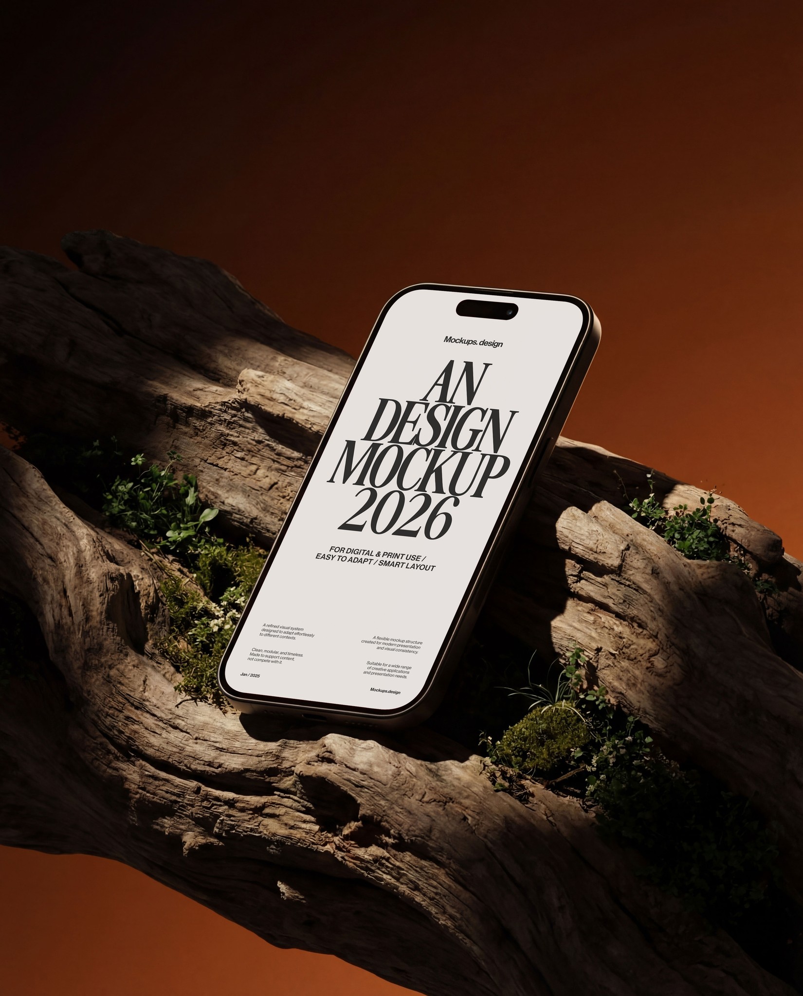 iPhone 16 mockup nature setting