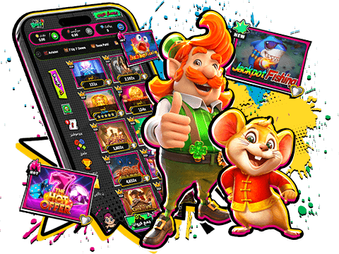 Vivid and colorful graphics, mouse and game character displaying vibrant gaming visuals