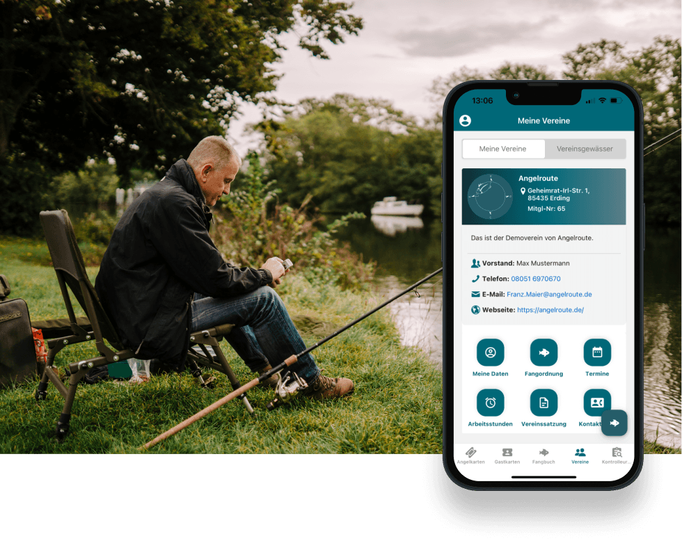Digitale Angelkarte in der Angelroute App
