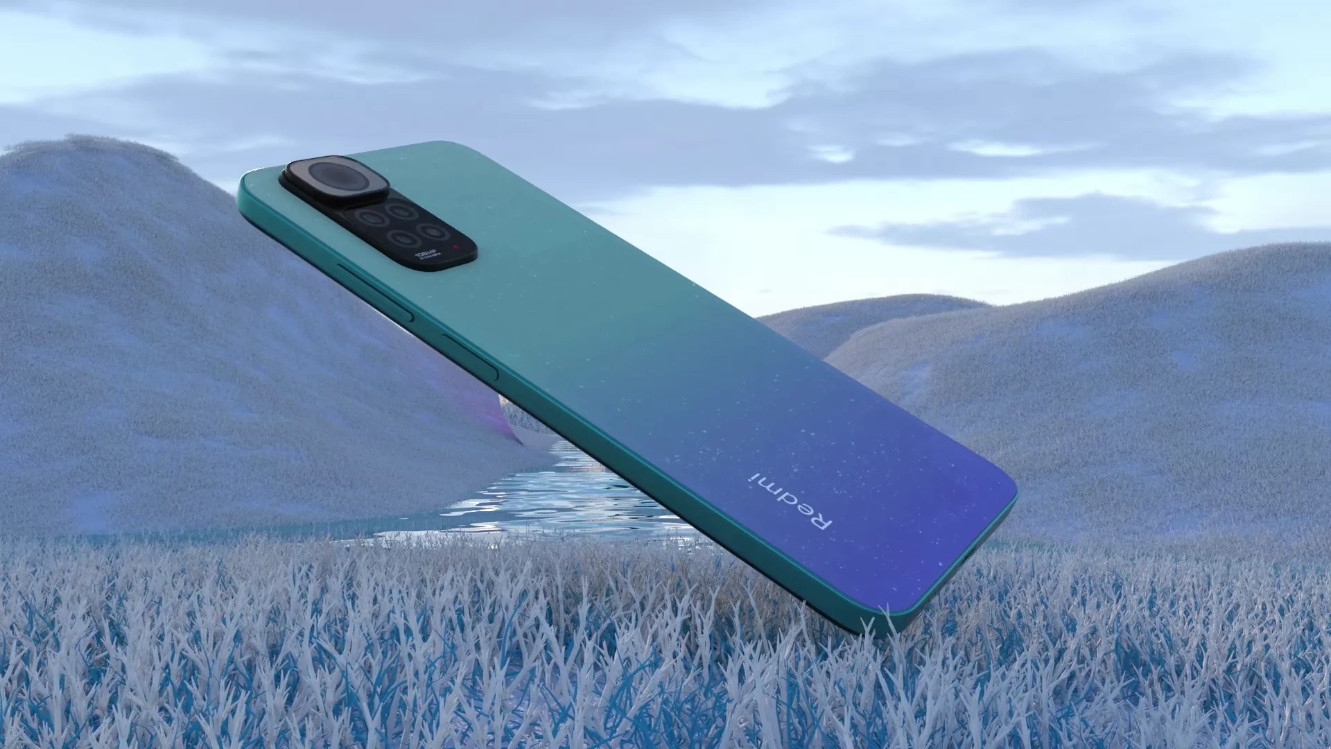 Angled 3D view showcasing Redmi Note 11S phone body and finish