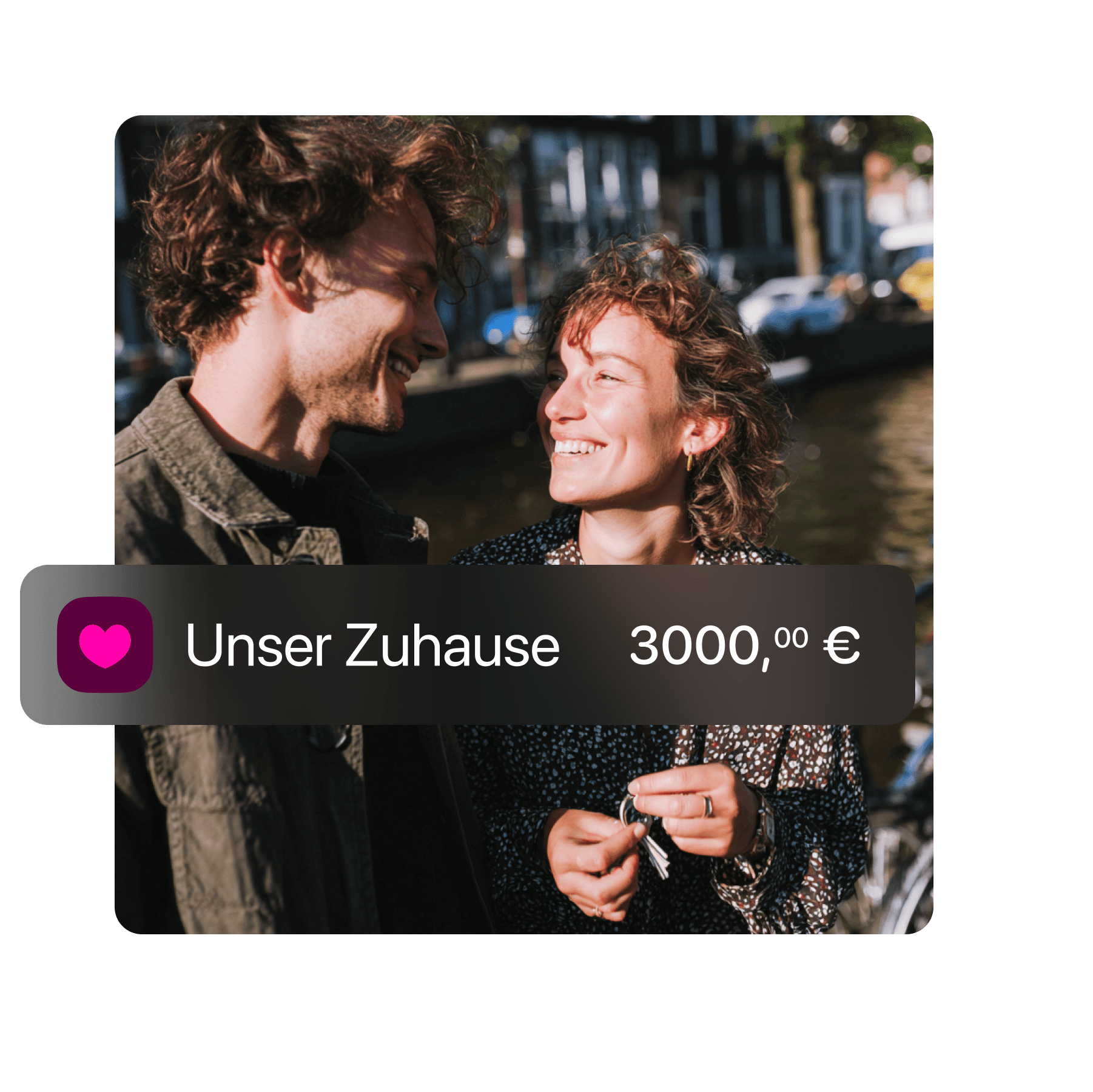 Graphic showing "Joint Savings" with an amount of €2,500 and two user icons.