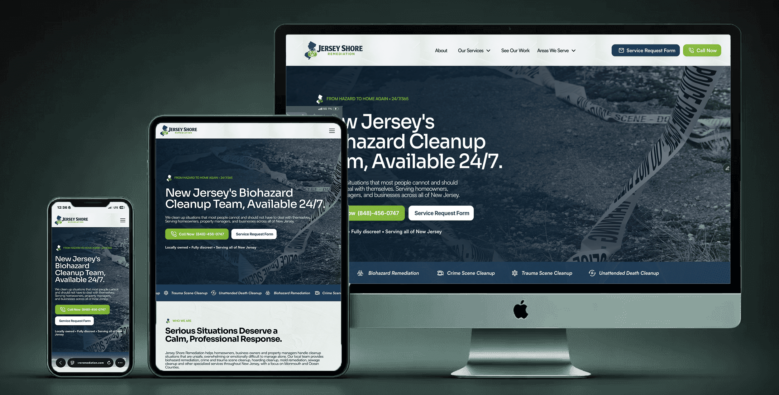 Responsive electrician website design displayed on desktop tablet and mobile devices