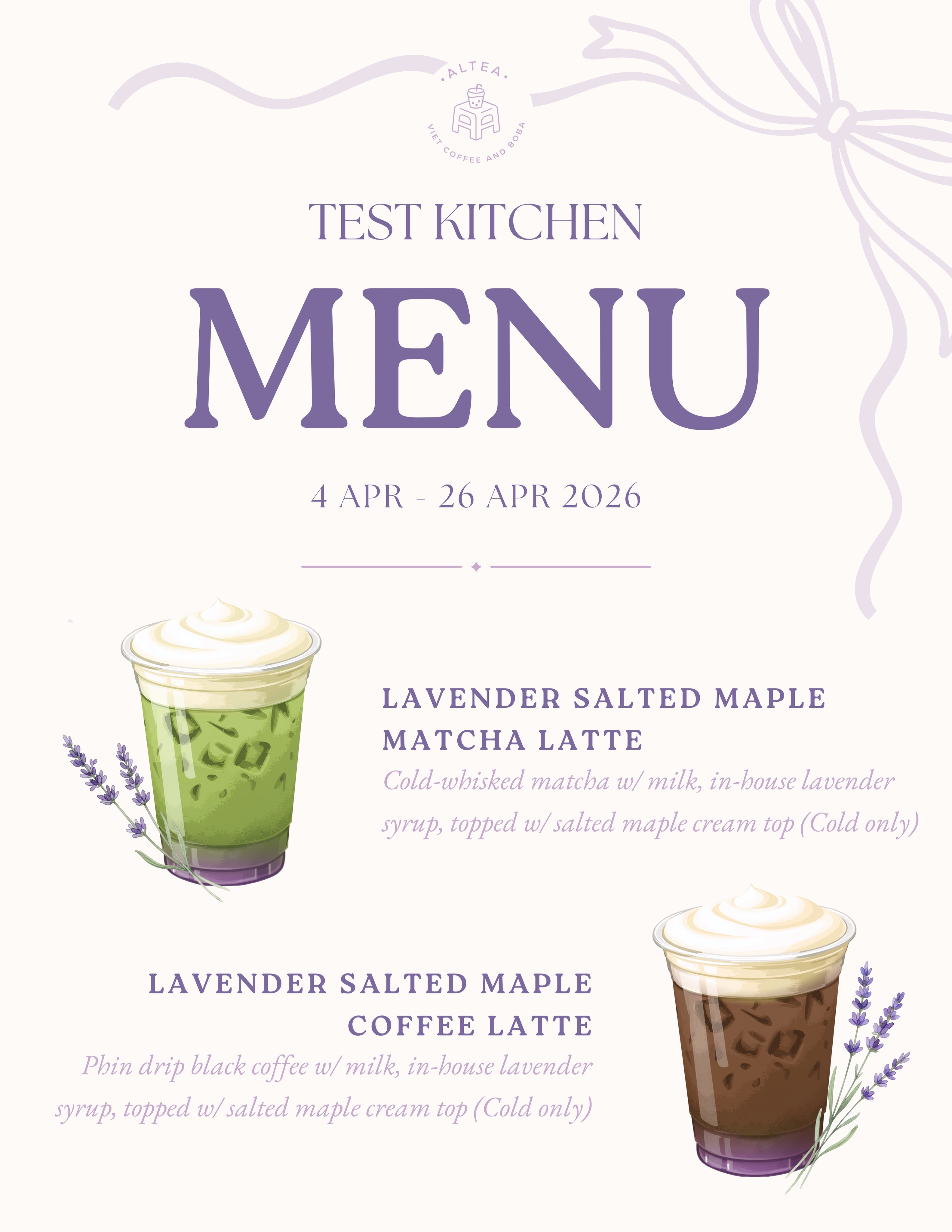 ALTEA Test Kitchen Menu