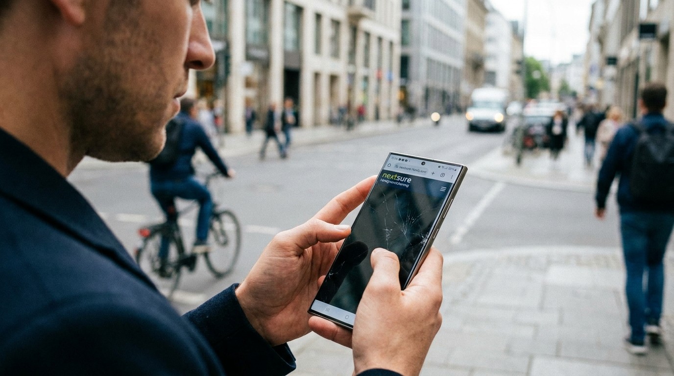 Person hält teures Smartphone in der Hand – lohnt sich eine Handyversicherung?