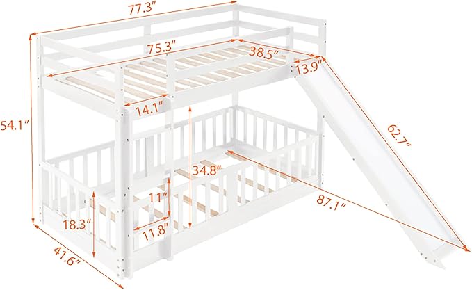 Designed with versatility in mind, the bunk bed with floor bed adapts to your needs effortlessly.