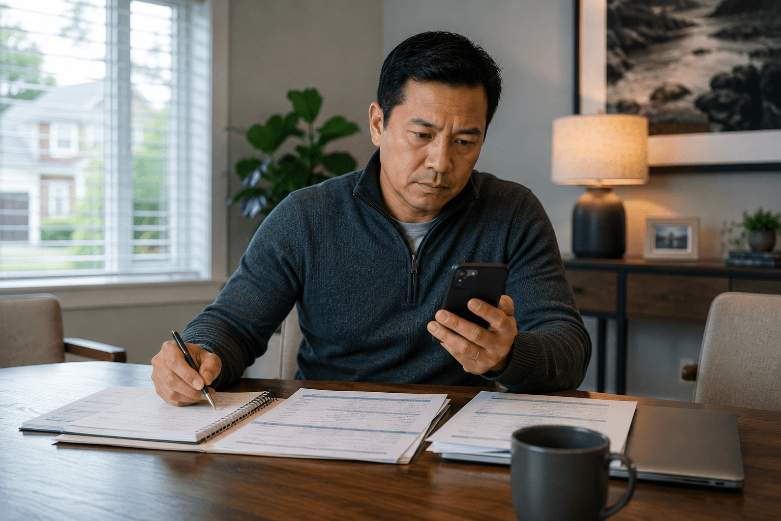 Ontario landlord reviewing payment records and checking tenant communications regarding recurring late rent payments.