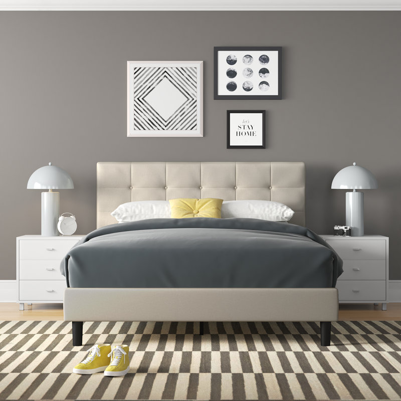 Optimize your space with the leonard upholstered platform bed, perfect for work or relaxation.