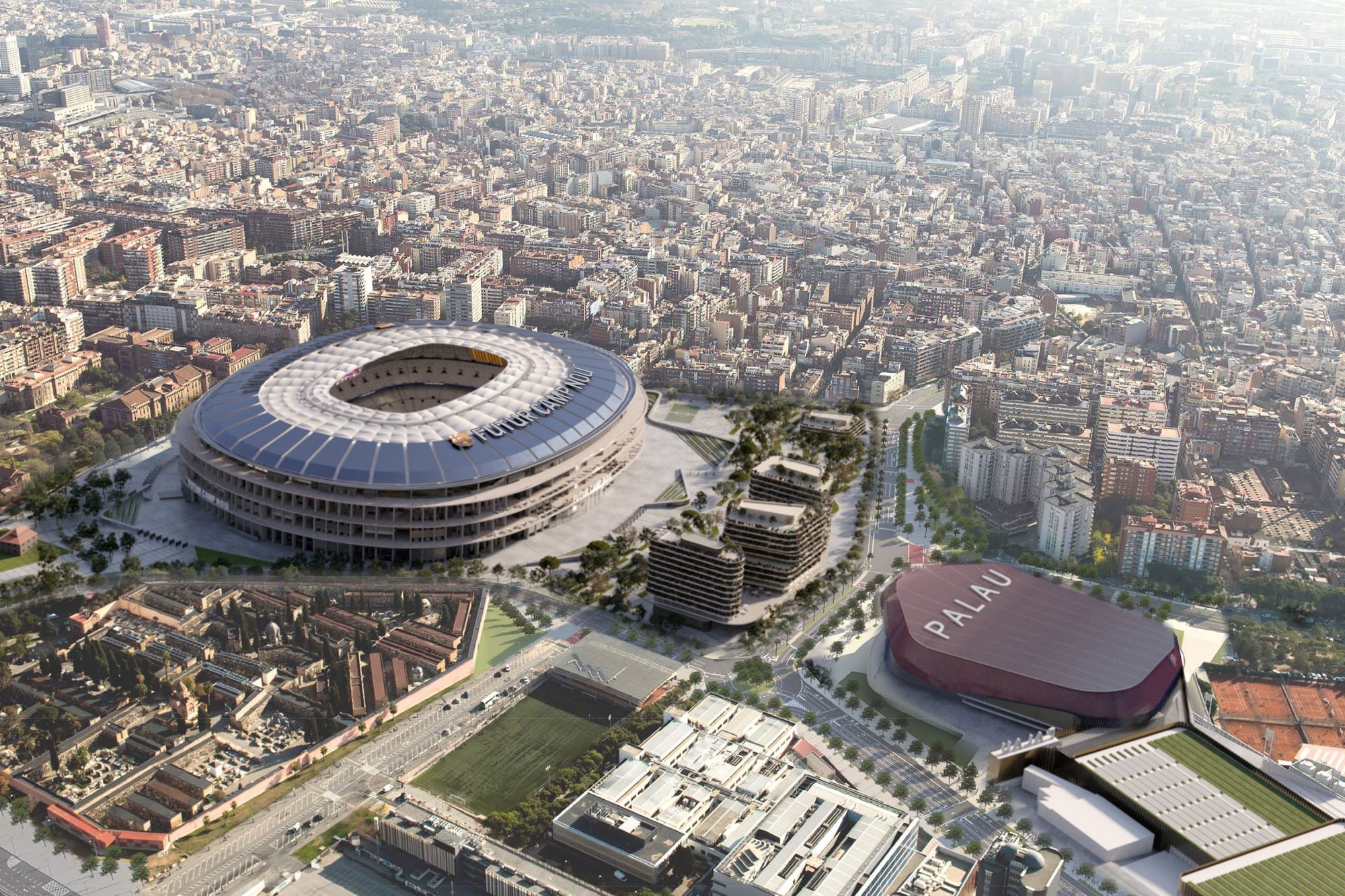 Impressie van hoe Camp Nou eruit zal zien na de verbouwing in Barcelona