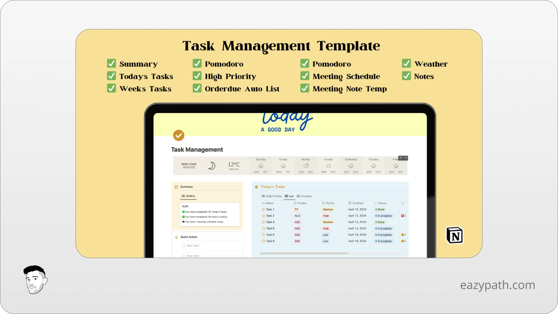 Aesthetic Notion Task Management Template