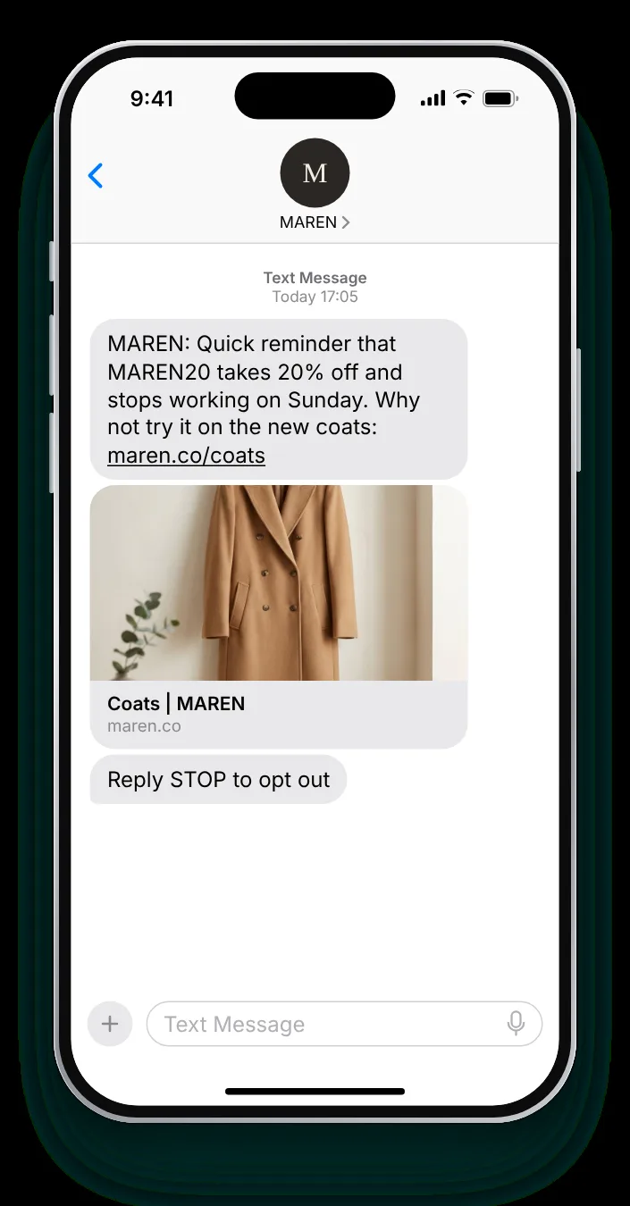 Three days before the code expires SMS win-back text on an iPhone