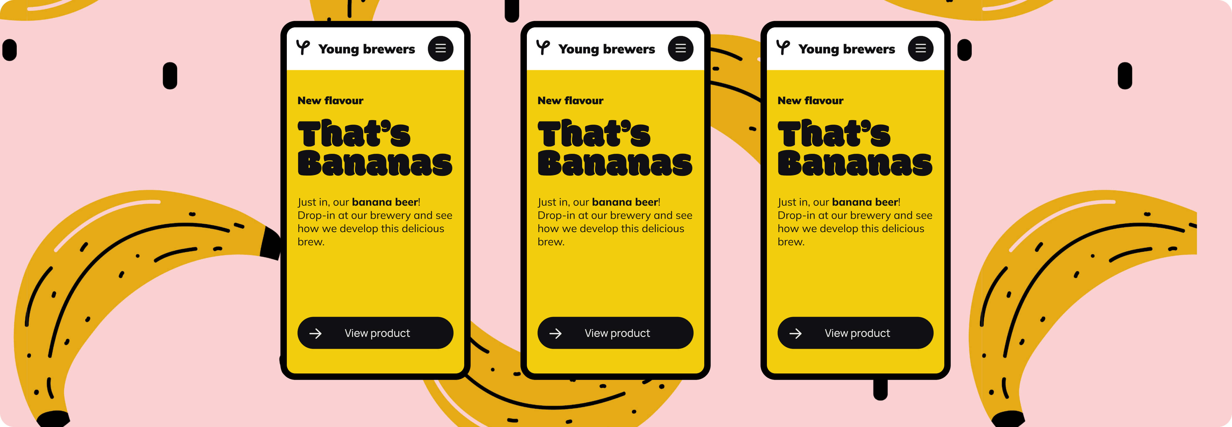 Mobile mockup of the Young Brewers Website