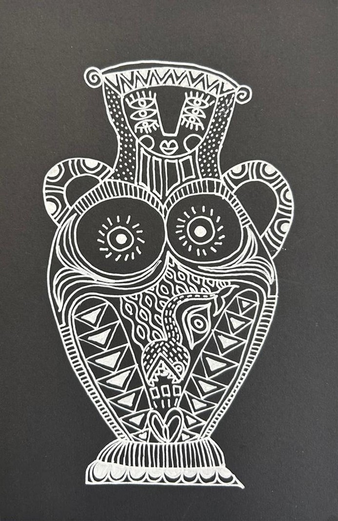 herd of sheep on road painting