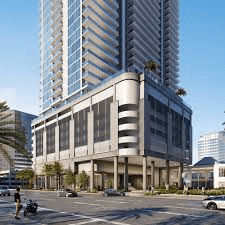 Close-up of Art House St. Petersburg entrance showing modern architectural facade with glass and metal detailing
