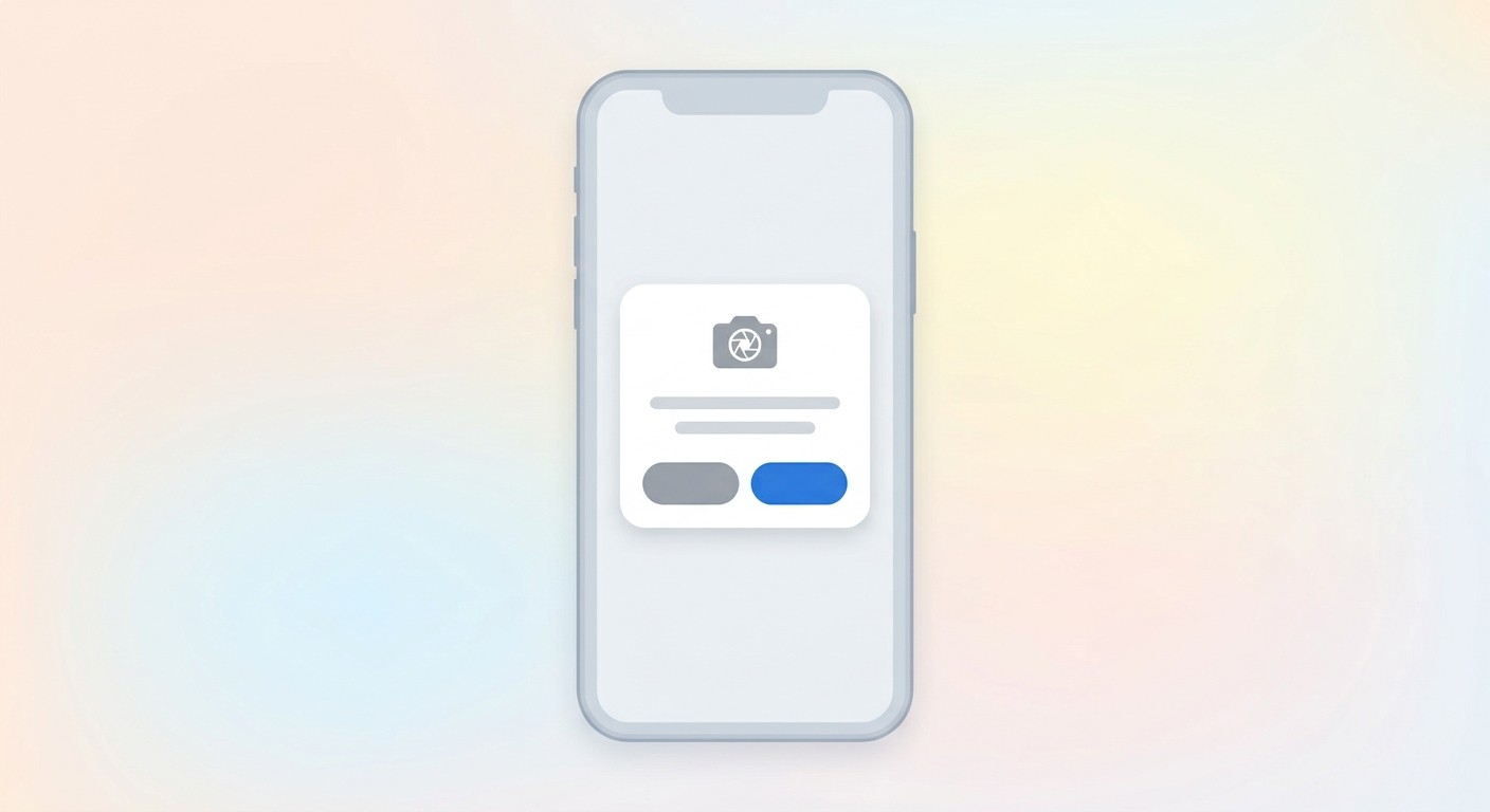 Illustration of a mobile app permission dialog asking for camera access