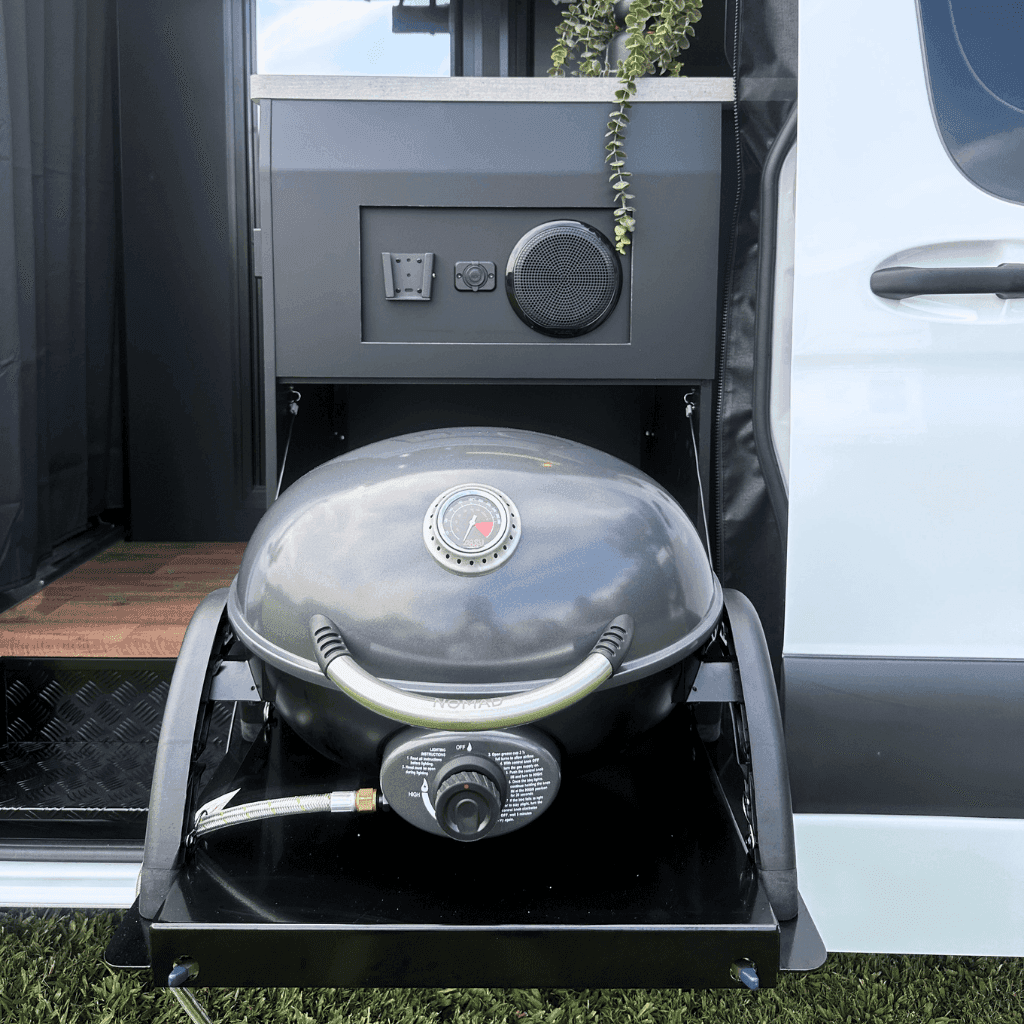 Ziggy BBQ on campervan slide
