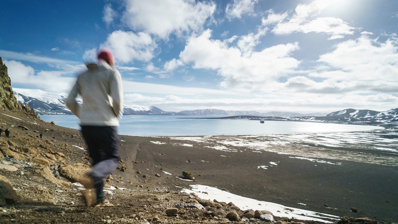 Man running in the Falkland Islands