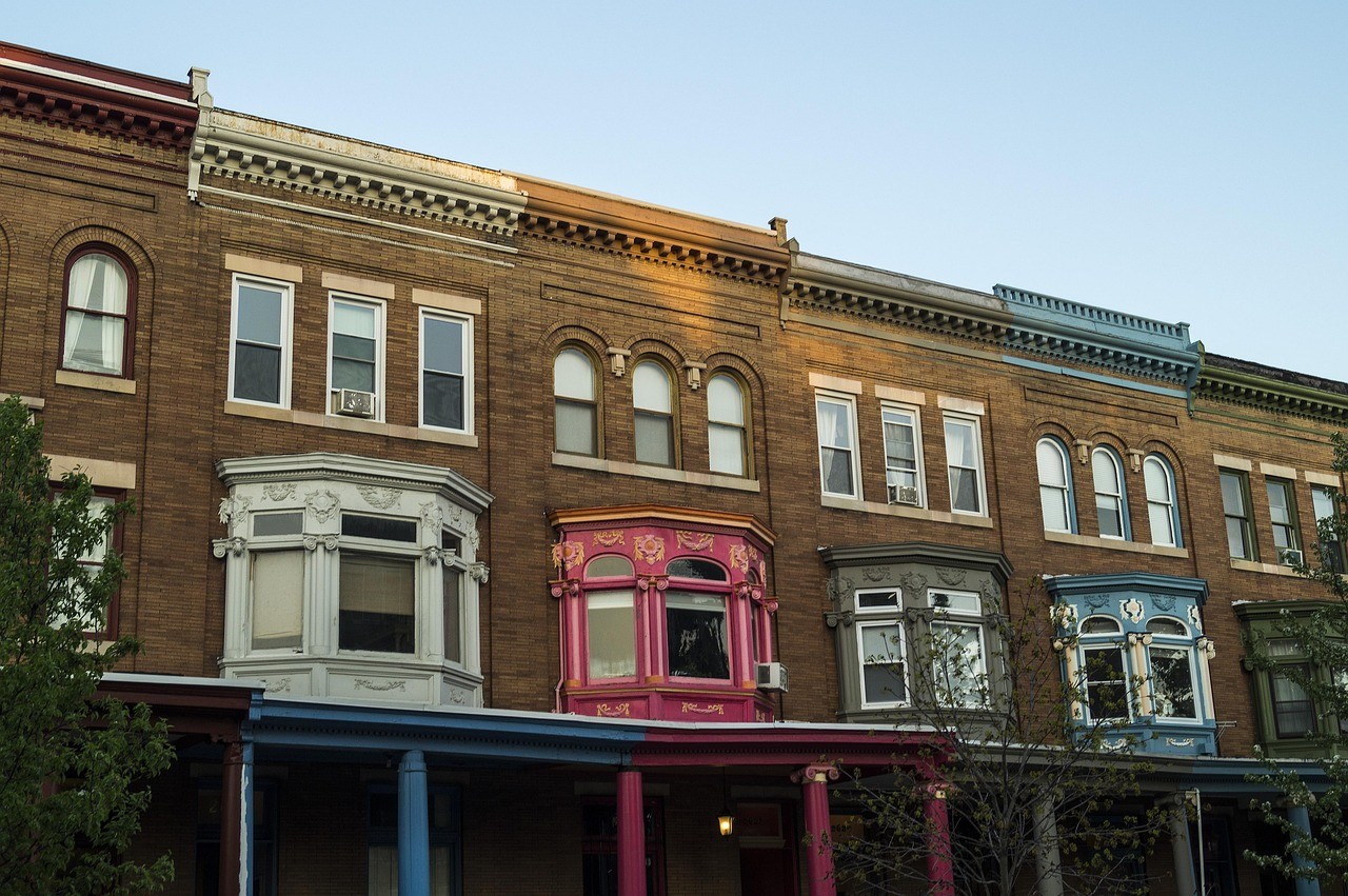 colorful baltimore rowhouses