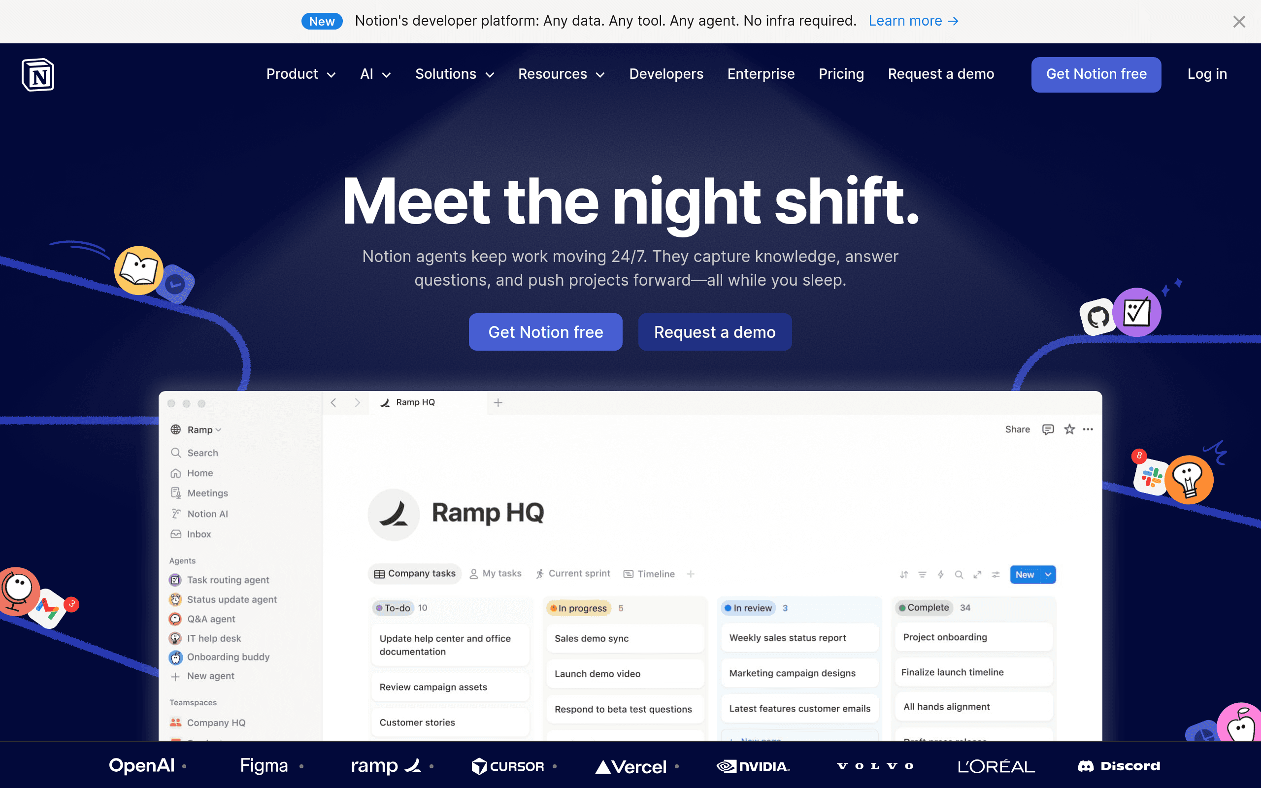 Notion landing page