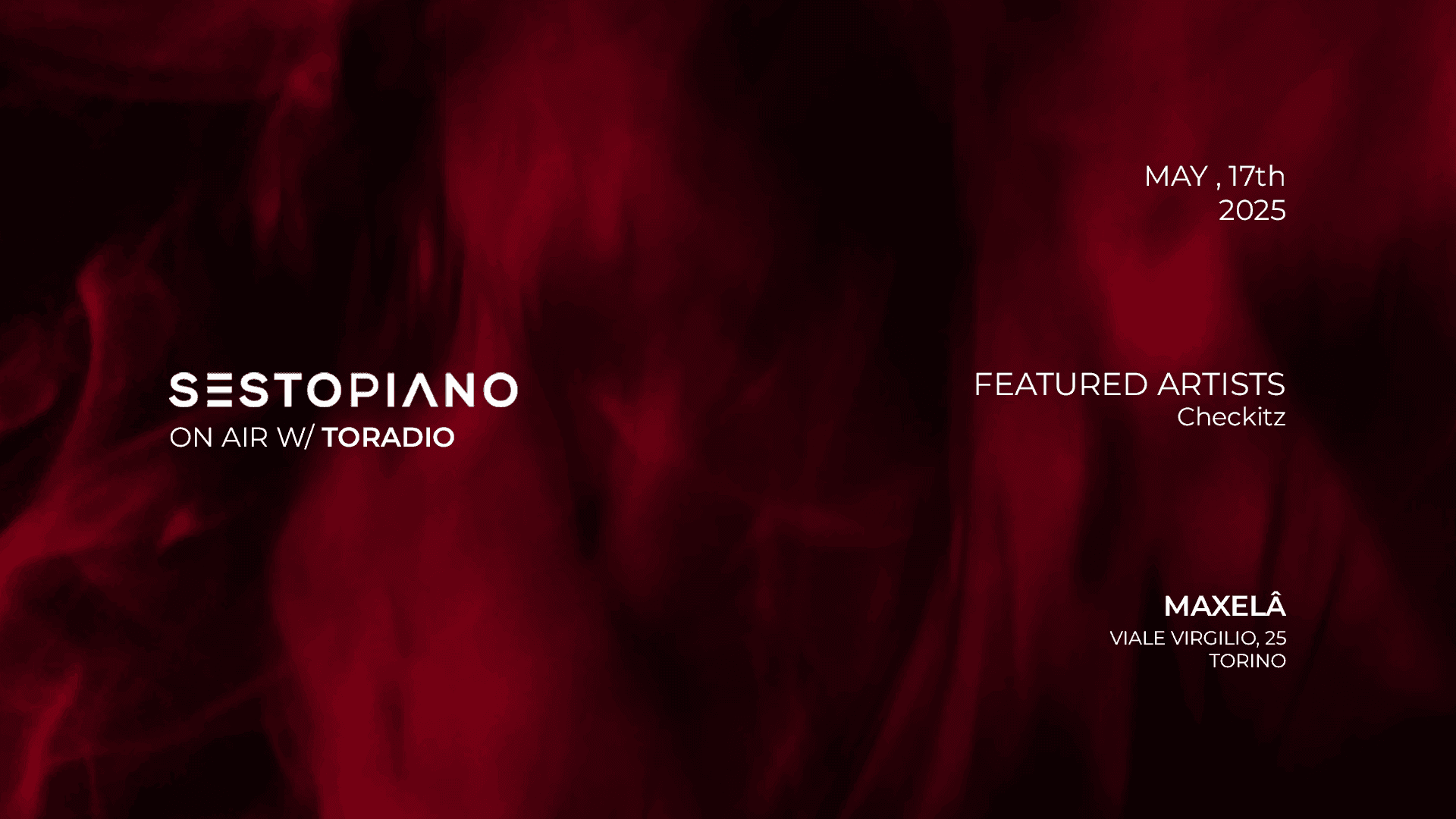 Se cerchi una discoteca Torino diversa dalle tradizionali discoteche Torino, Sestopiano è la risposta. I nostri eventi Torino sono pensati come serate Torino immersive, dove la musica Torino diventa protagonista attraverso DJ set live e performance curate.  Ogni serata Sestopiano è un incontro tra pubblico, artisti e collaborazioni musicali, creando un’esperienza Torino autentica. Non solo feste Torino, ma veri eventi per giovani a Torino che vogliono vivere la città in modo nuovo.  Rimani aggiornato sui nostri social e su Instagram per il prossimo evento Sestopiano Torino.