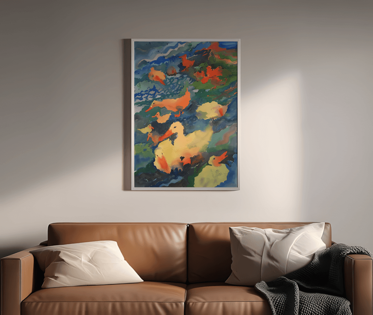 premium art poster and canvas prints, with originals available, from QART , of the artwork " Ducks in Ninh Binh "