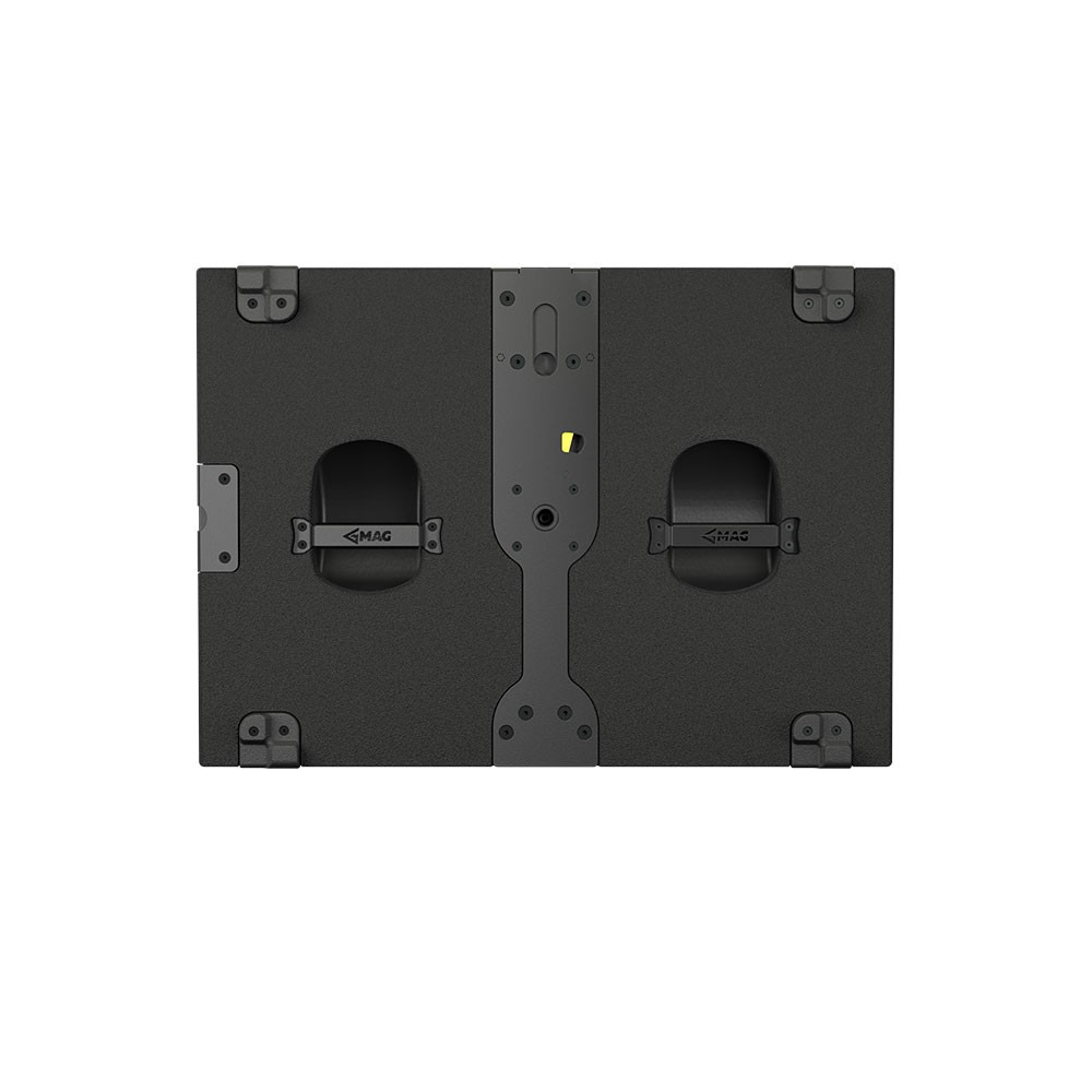 Two modular speaker cabinets joined together.