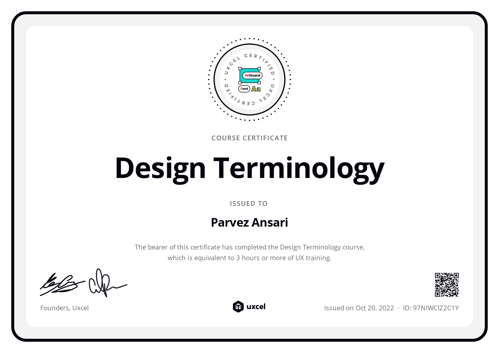 Parvez Ansari’s Course Certificate: Design Terminology